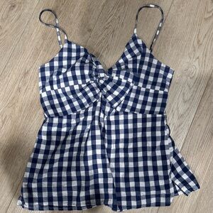 Blue and White Checkered Tank Top